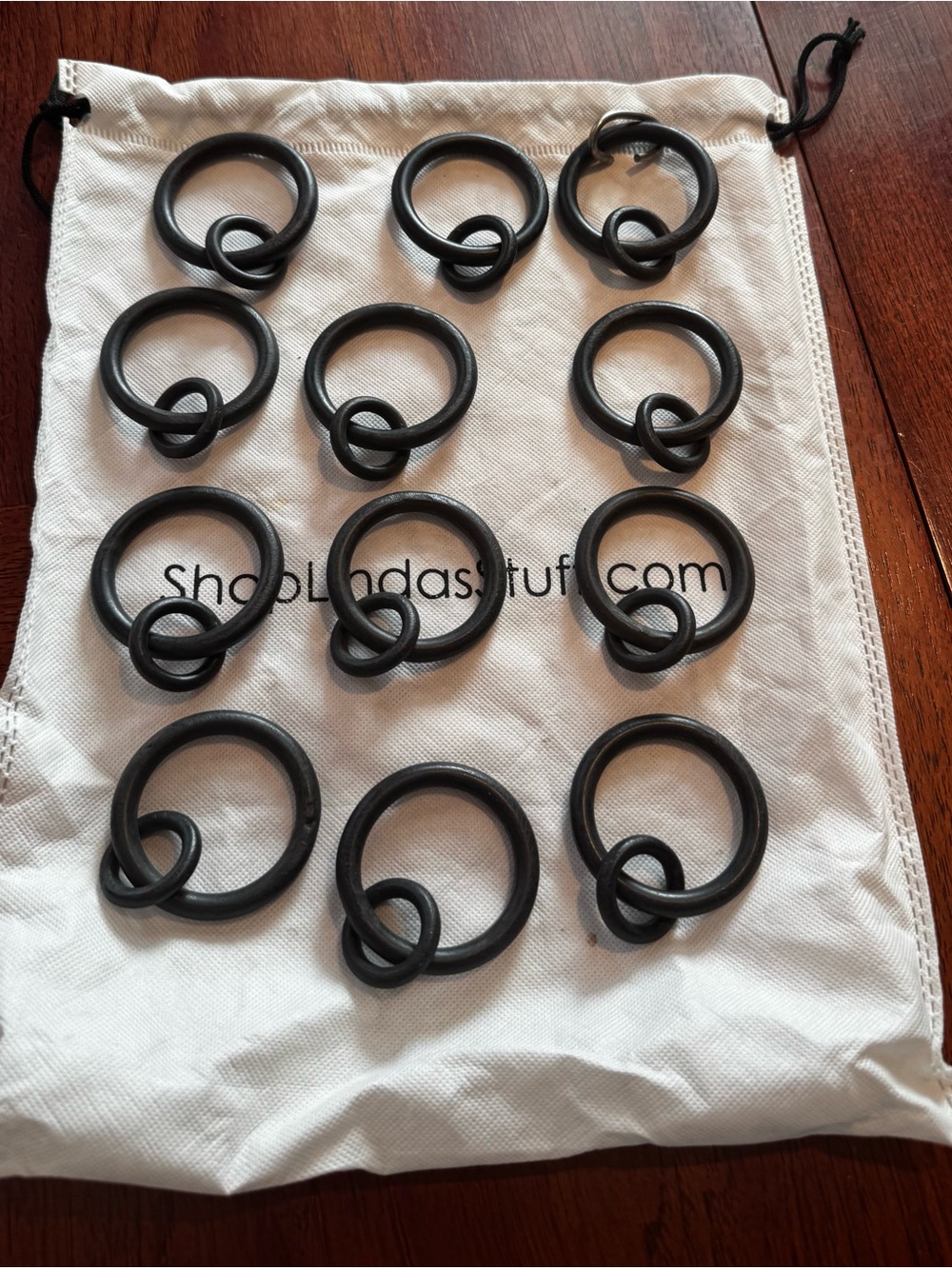 Source Unknown Black Curtain Rings with Inner Clips - 12 Pack
